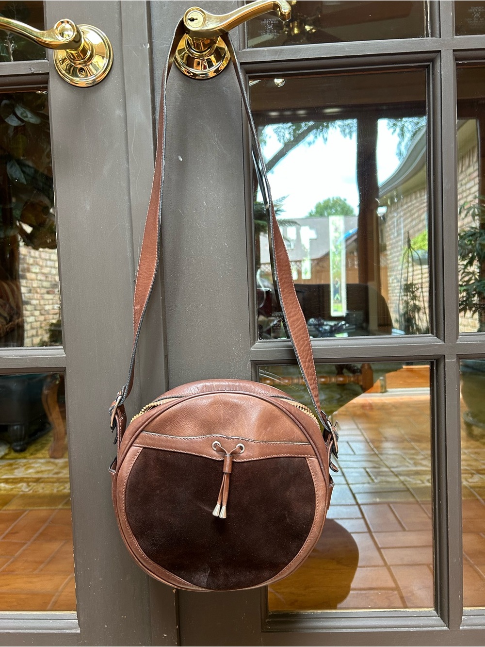 Aldana made in Italy for Neiman Marcus Brown Leather & Suede Shoulder Bag